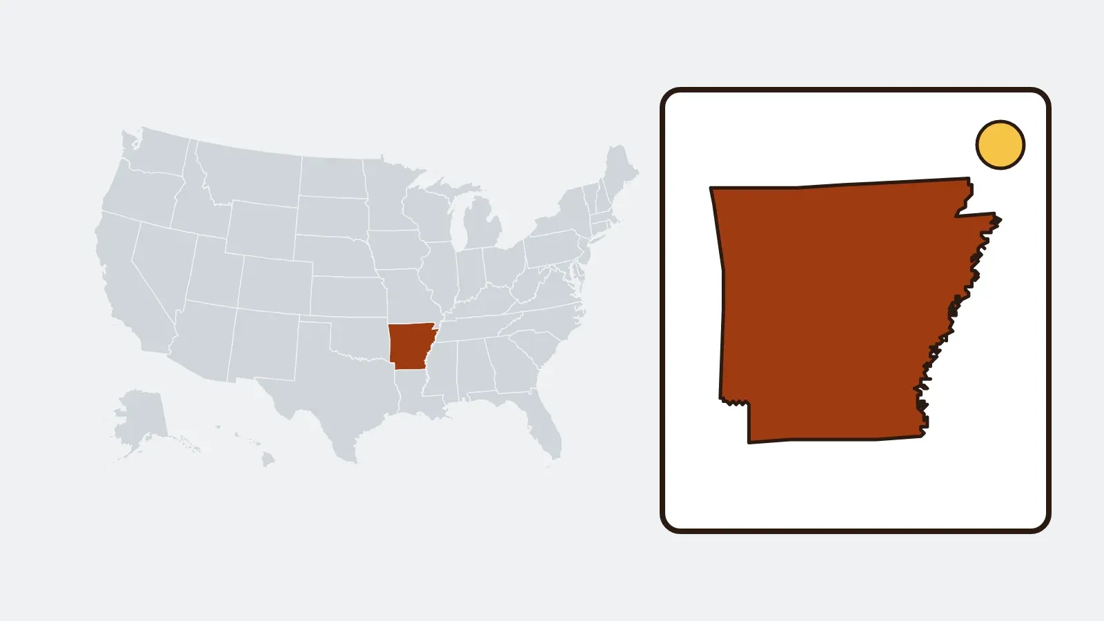 Map of the United States with Arkansas highlighted