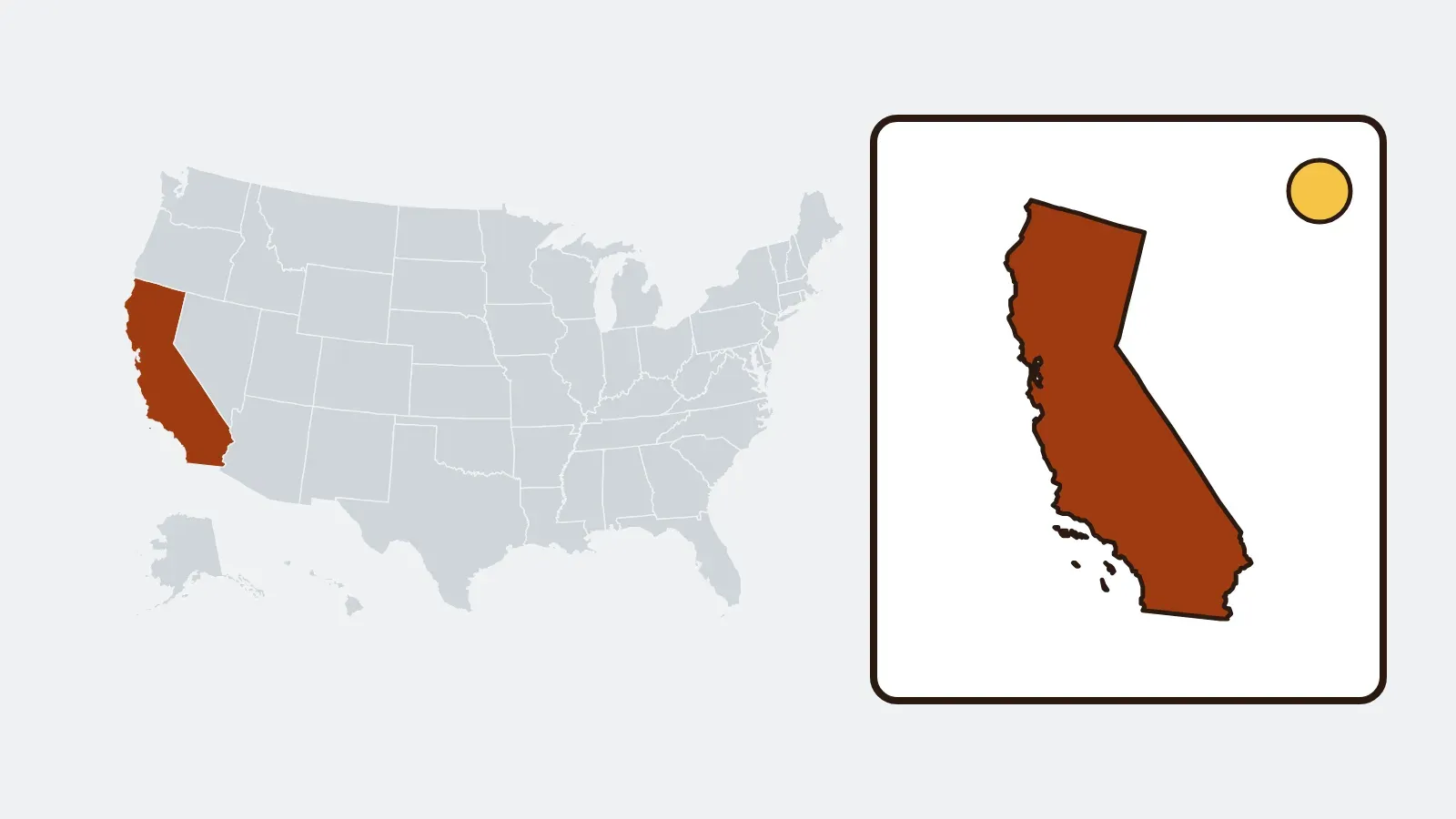 Map of the United States with California highlighted