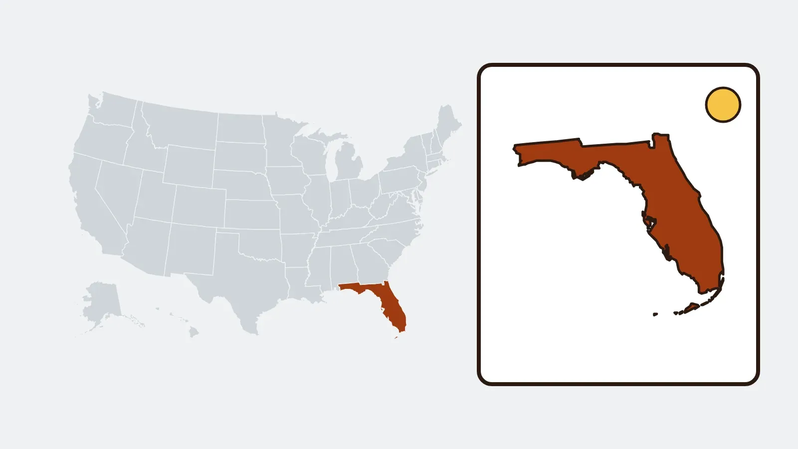 Map of the United States with Florida highlighted