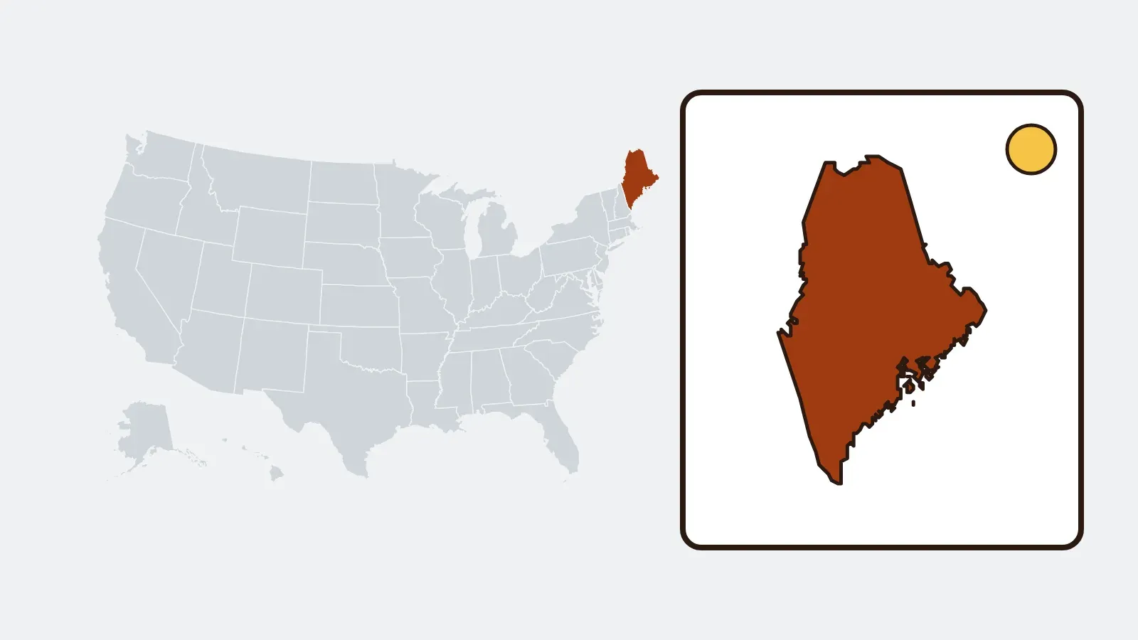 Map of the United States with Maine highlighted