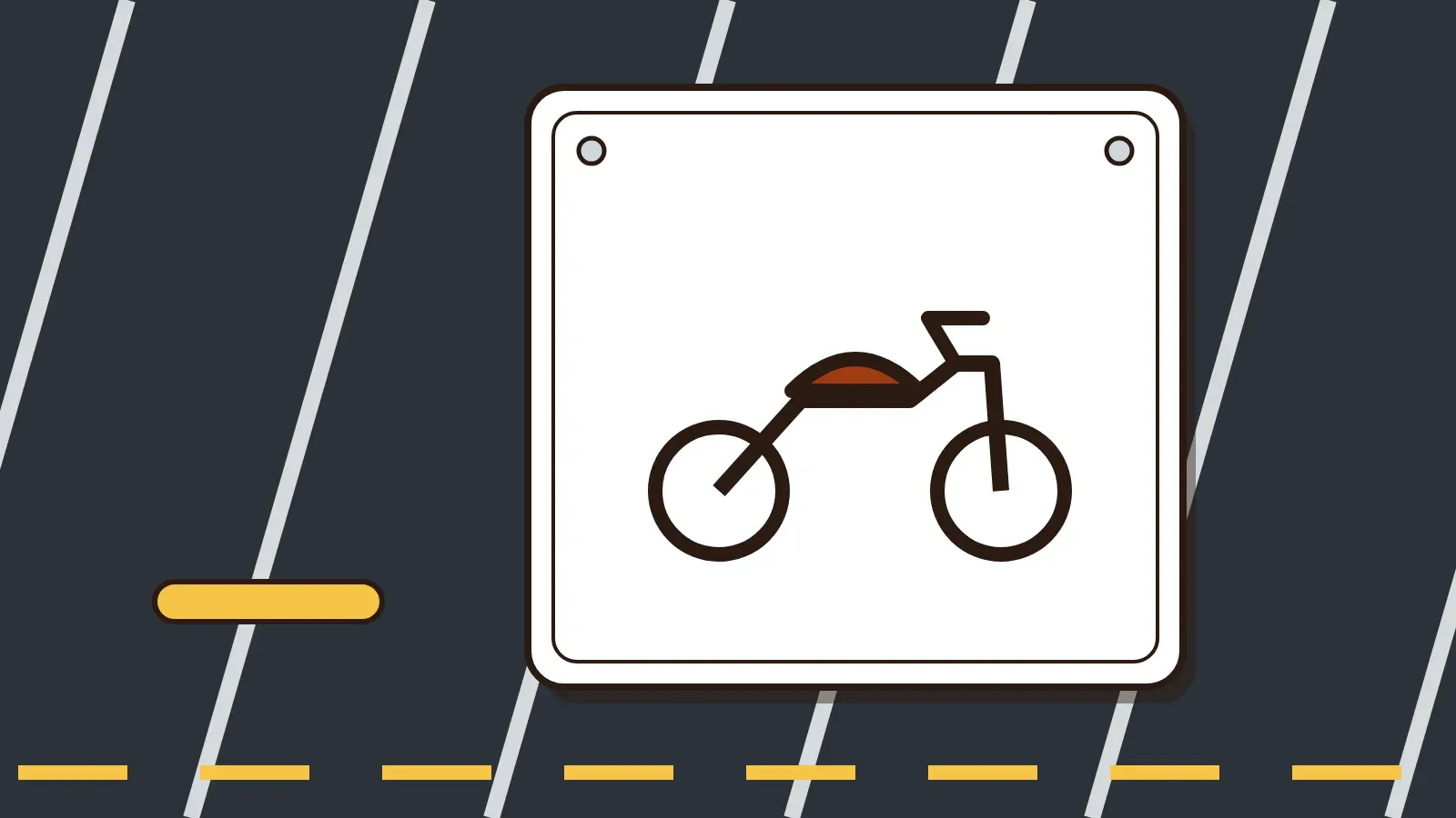 Illustration: a motorcycle parked beside a helmet and a signed loan form