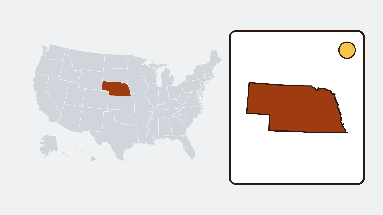 Map of the United States with Nebraska highlighted