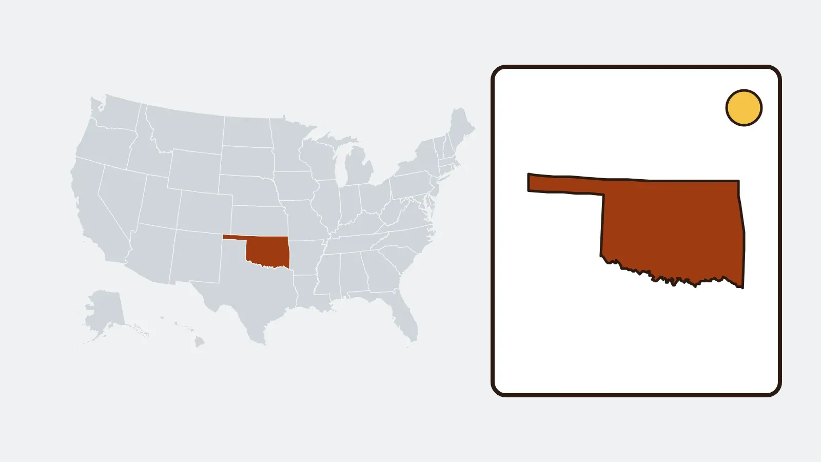 Map of the United States with Oklahoma highlighted