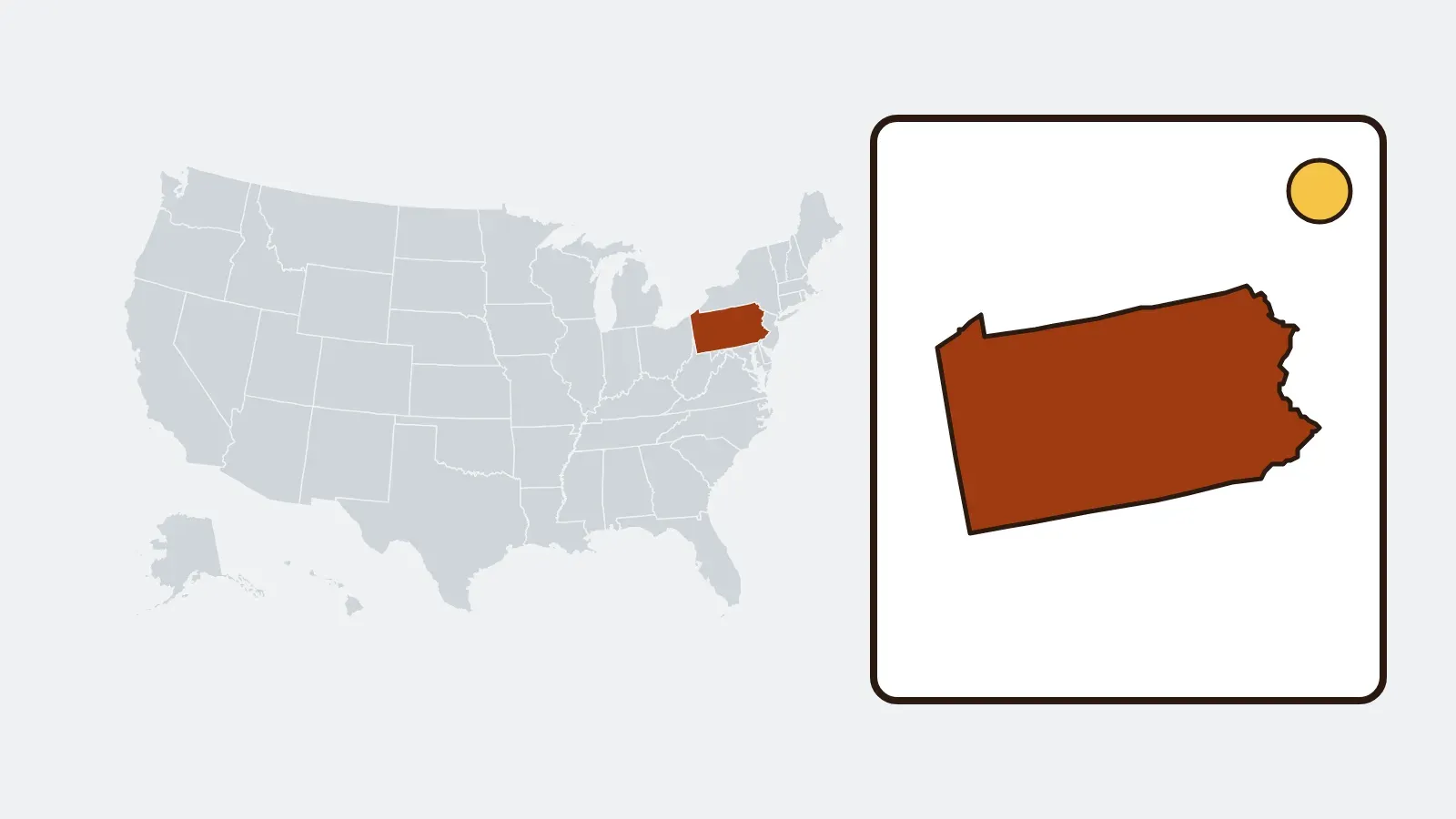 Map of the United States with Pennsylvania highlighted