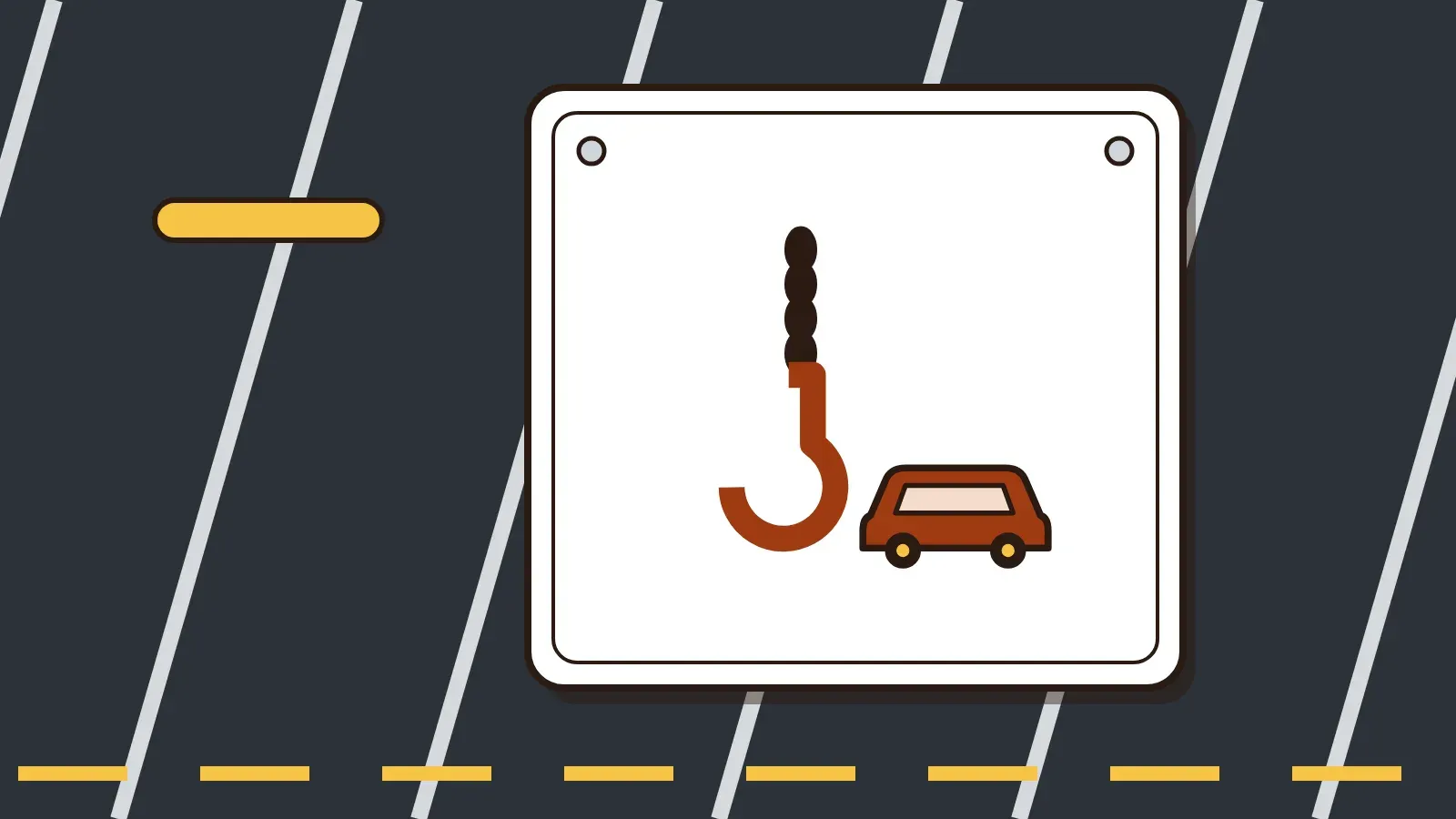 Illustration: a tow truck hook lifting the front of a car