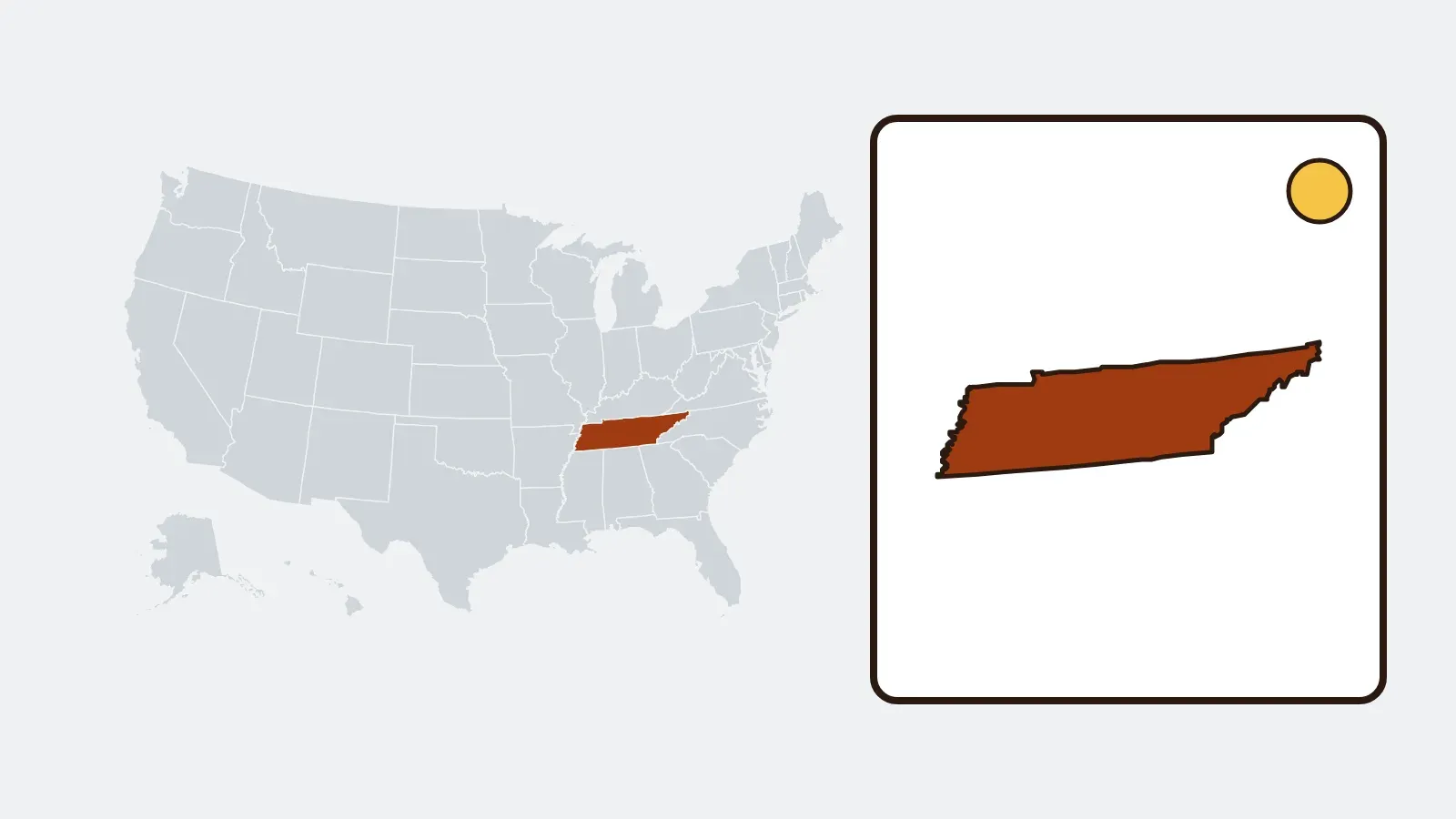 Map of the United States with Tennessee highlighted