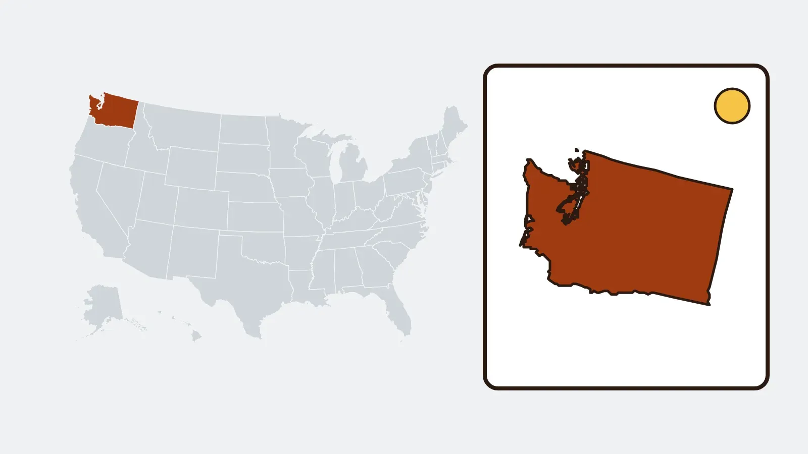 Map of the United States with Washington highlighted